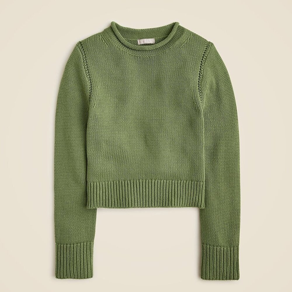 J. Crew Heritage cotton Rollneck sweater - Midnight Moss Green